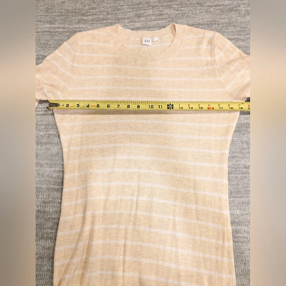 GAP Ribbed Striped Crewneck Longsleeve Midi Sweater Dress Size L Cotton Coastal